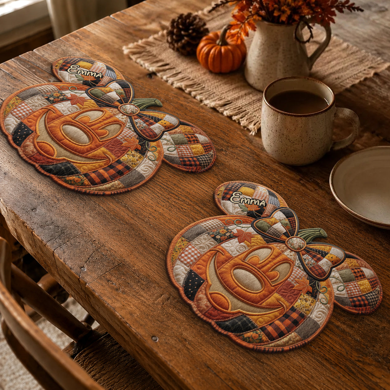 Personalized Pumpkin Shape Placemat Custom Name Halloween Decor Custom Shape Placemat GradoCreations