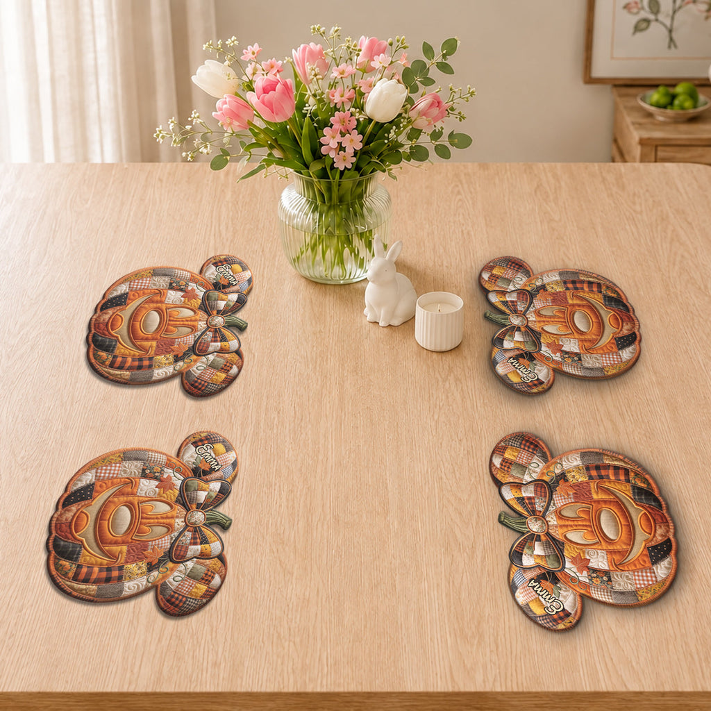 Personalized Pumpkin Shape Placemat Custom Name Halloween Decor Custom Shape Placemat GradoCreations