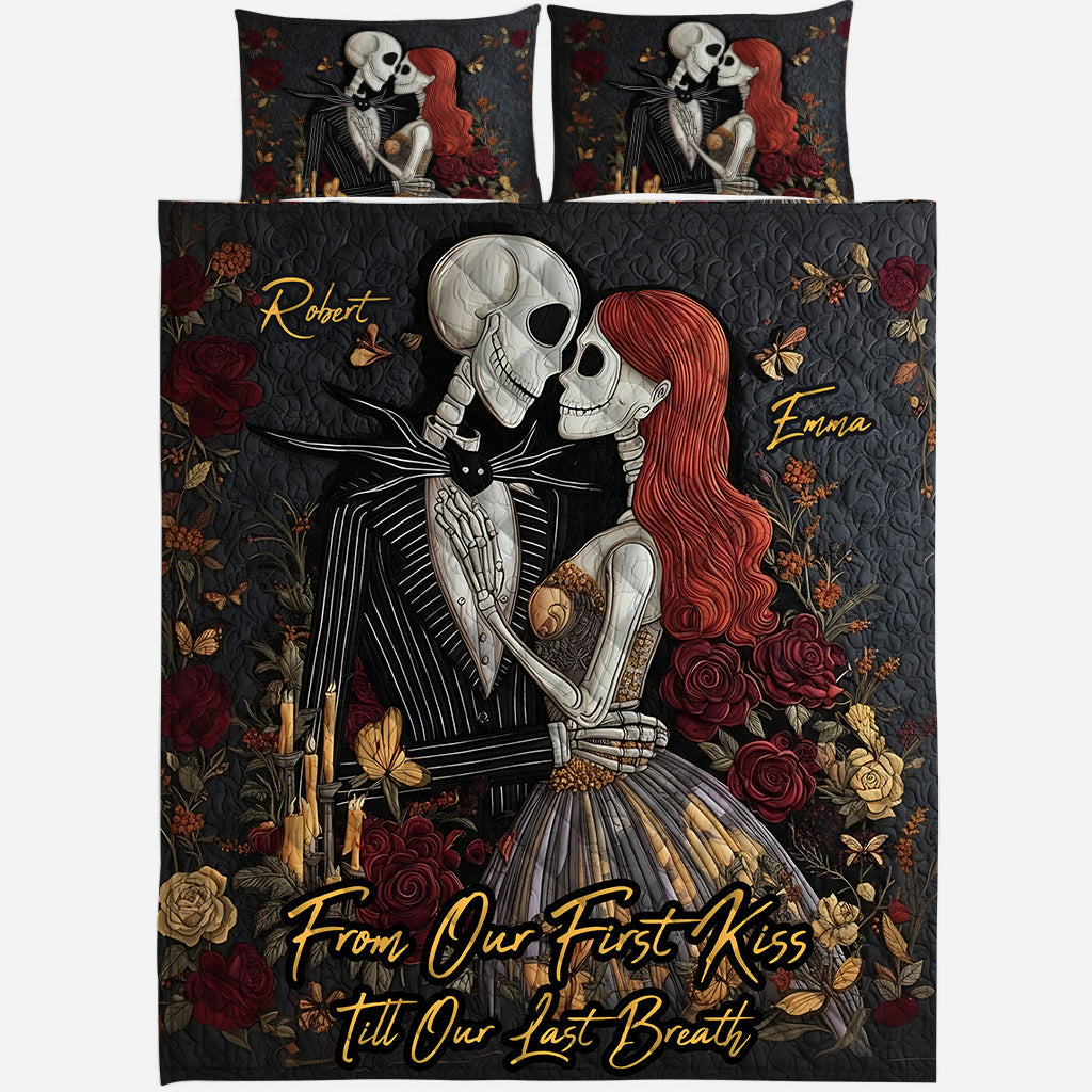 Personalized Nightmare Quilt Set Unique Couples Gift for Anniversary Quilt Set GradoCreations
