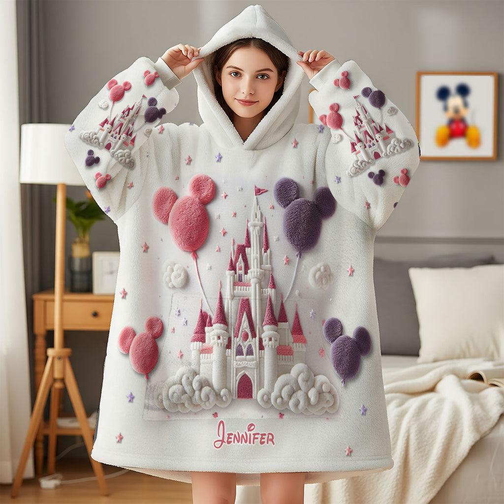 Personalized Magical Castle Blanket Hoodie Custom Name Gift Blanket Hoodie GradoCreations