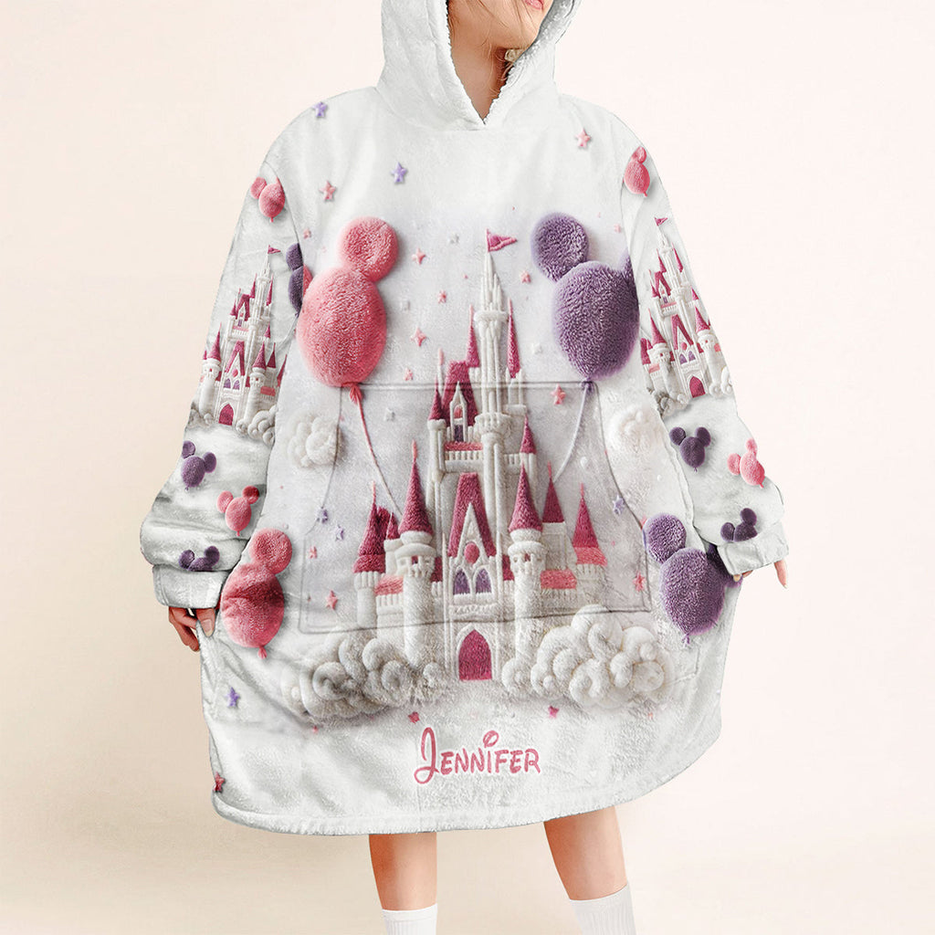 Personalized Magical Castle Blanket Hoodie Custom Name Gift Blanket Hoodie GradoCreations