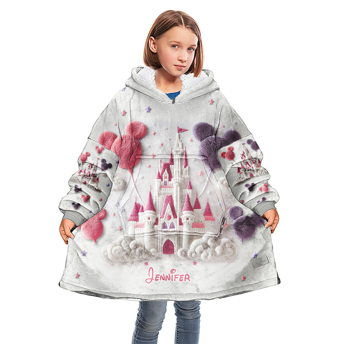 Personalized Magical Castle Blanket Hoodie Custom Name Gift Blanket Hoodie GradoCreations