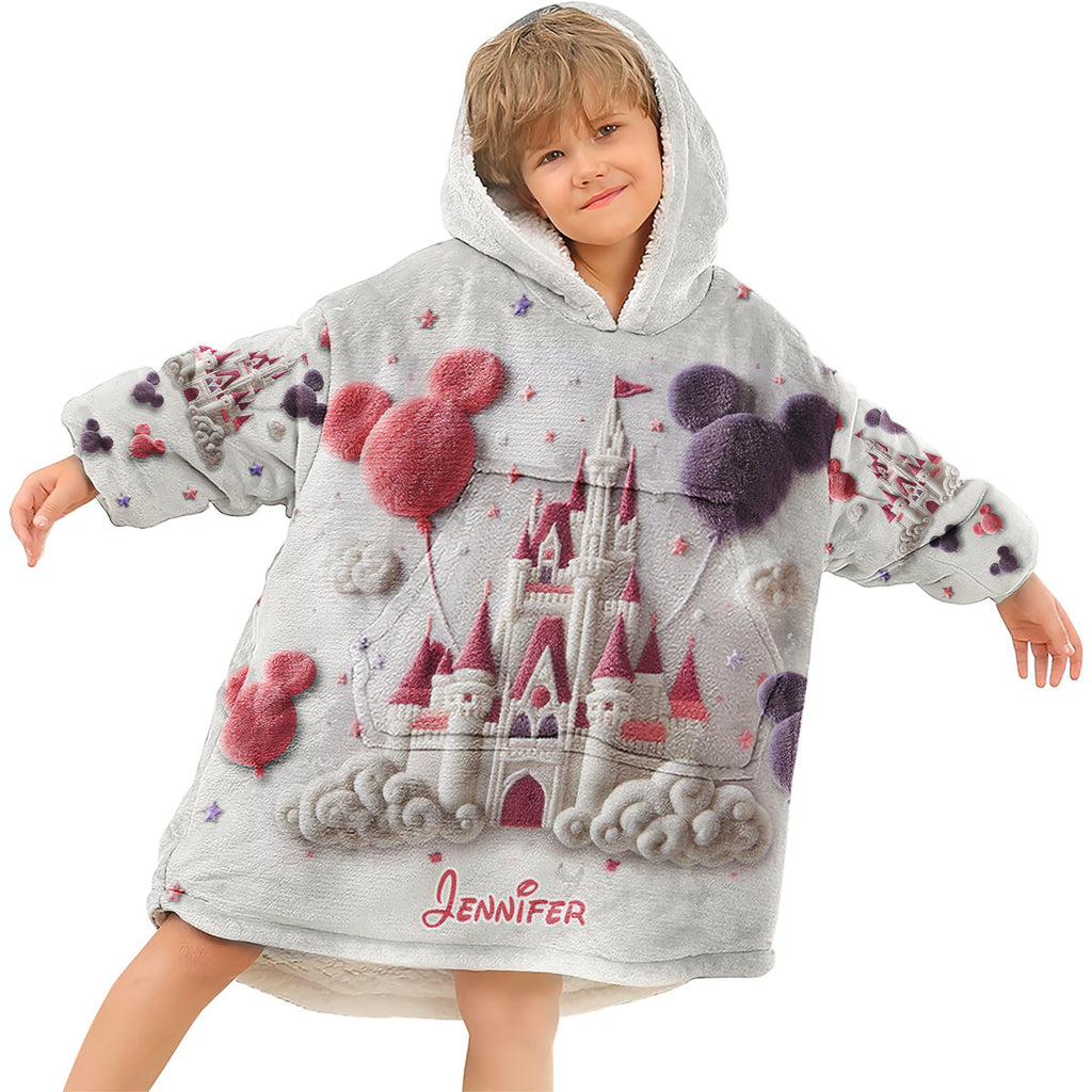 Personalized Magical Castle Blanket Hoodie Custom Name Gift Blanket Hoodie GradoCreations