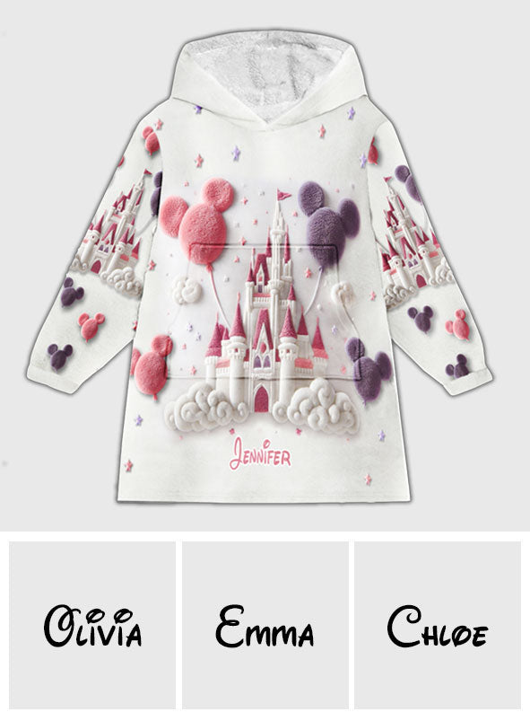 Personalized Magical Castle Blanket Hoodie Custom Name Gift Blanket Hoodie GradoCreations
