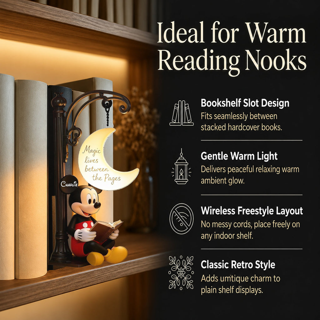 Personalized 3D Bookshelf Lamp Custom Name Mickey Disney Gift Bookshelf Lamp GradoCreations