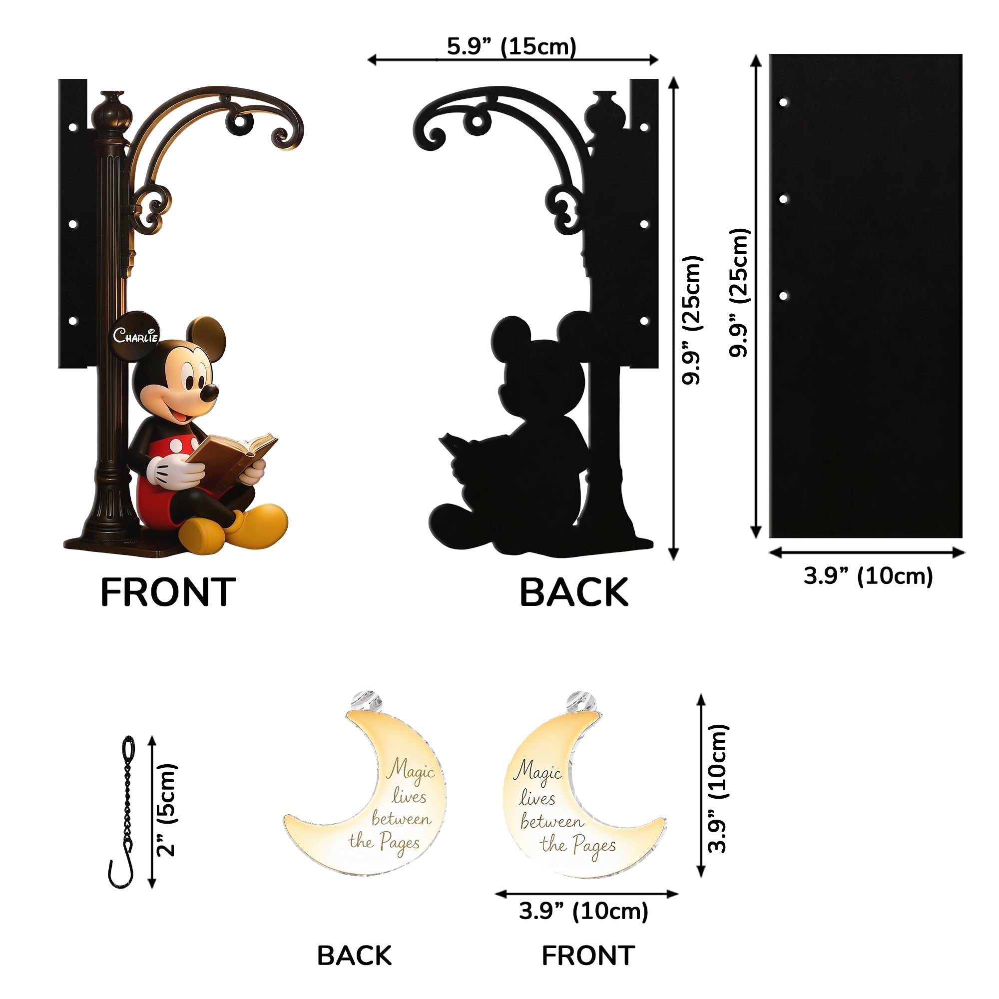 Personalized 3D Bookshelf Lamp Custom Name Mickey Disney Gift Bookshelf Lamp GradoCreations
