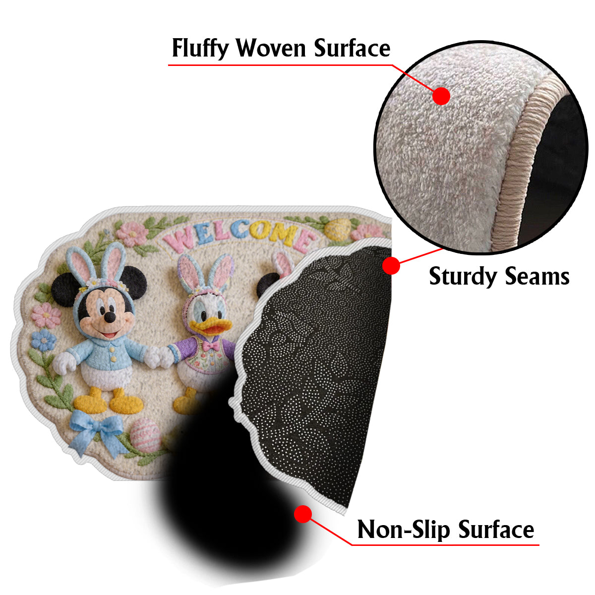Personalized Disney Non-Slip Tufted Rug with Friends for Kids Non-Slip Tufted Rug GradoCreations