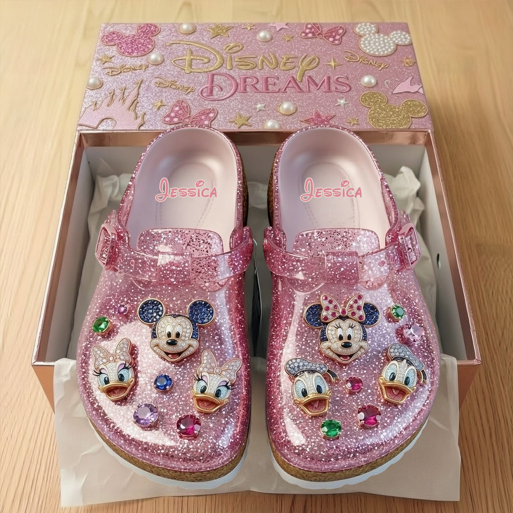 Personalized Glitter Pink Disney Clogs with Arch Support for Kids Clogs With Arch Support GradoCreations