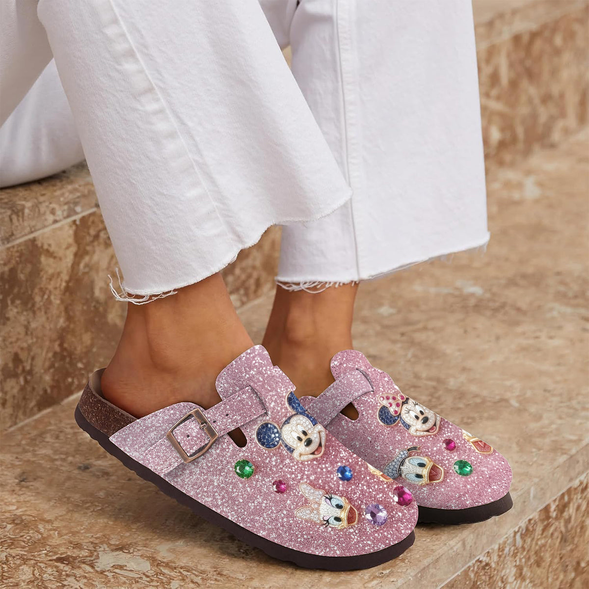 Personalized Glitter Pink Disney Clogs with Arch Support for Kids Clogs With Arch Support GradoCreations