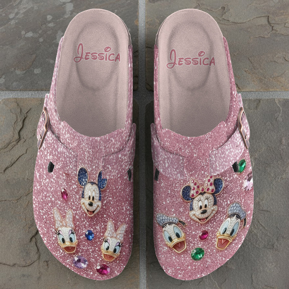 Personalized Glitter Pink Disney Clogs with Arch Support for Kids Clogs With Arch Support GradoCreations