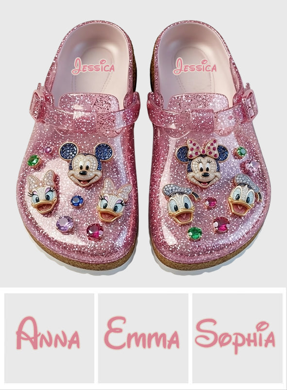 Personalized Glitter Pink Disney Clogs with Arch Support for Kids Clogs With Arch Support GradoCreations