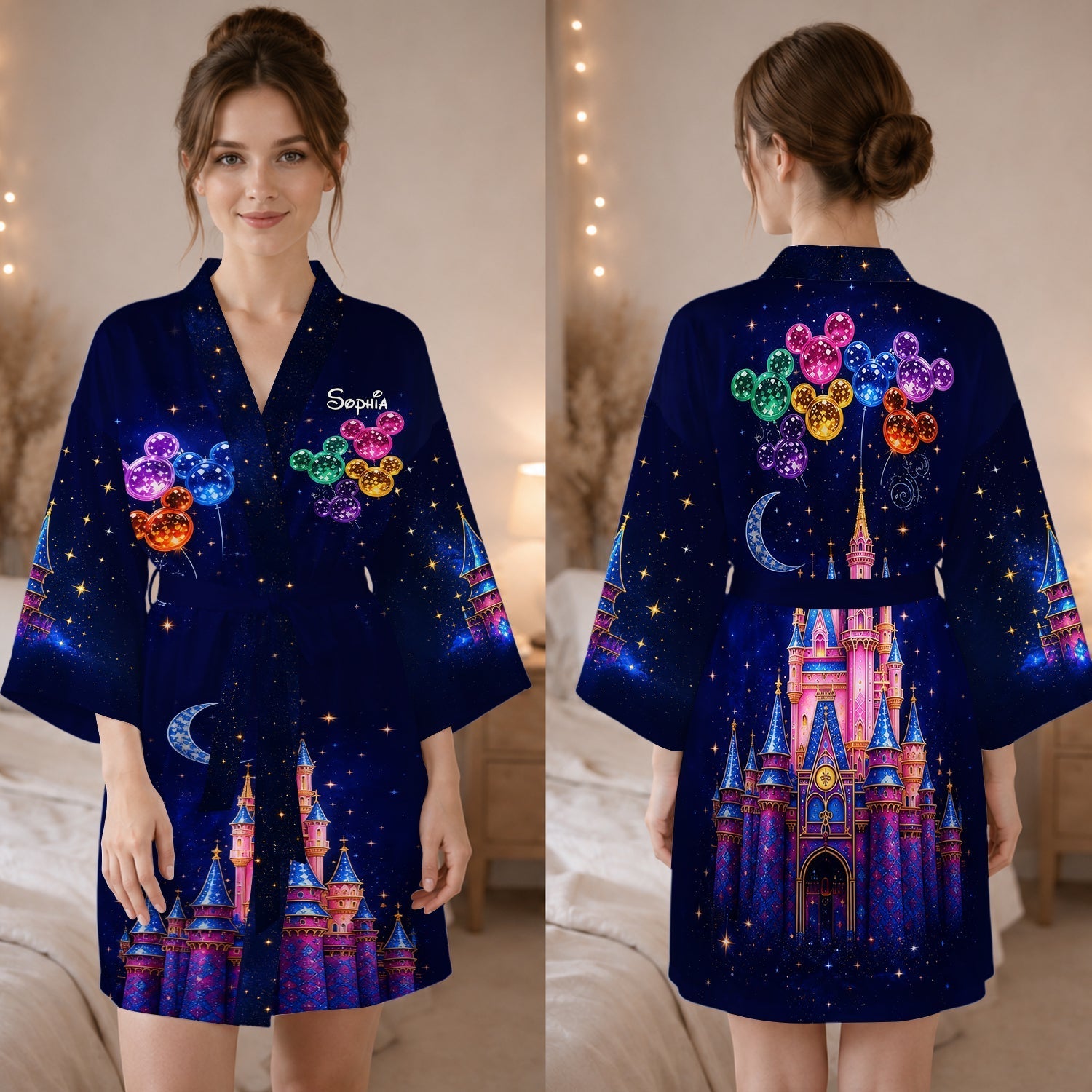 Personalized Satin Robe with Dream Trip Design for Adults Satin Robe GradoCreations