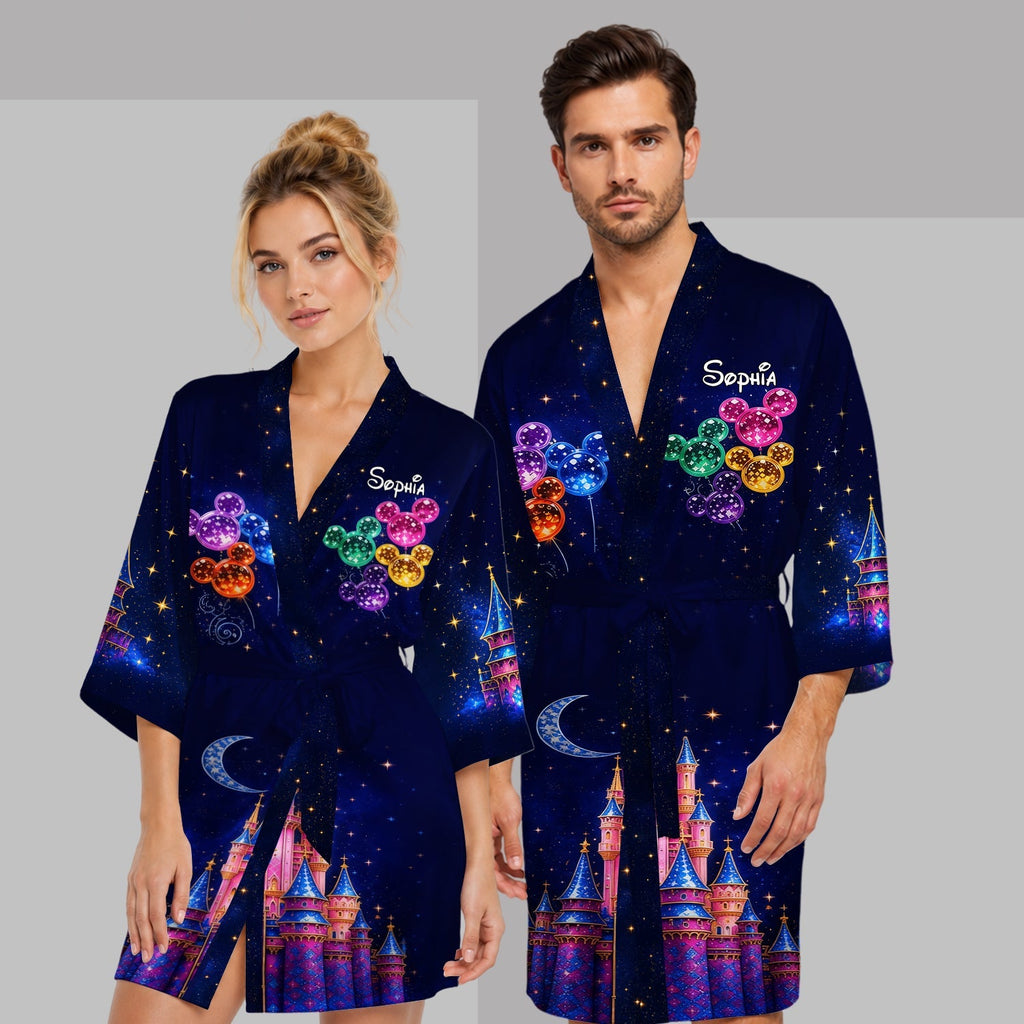 Personalized Satin Robe with Dream Trip Design for Adults Satin Robe GradoCreations