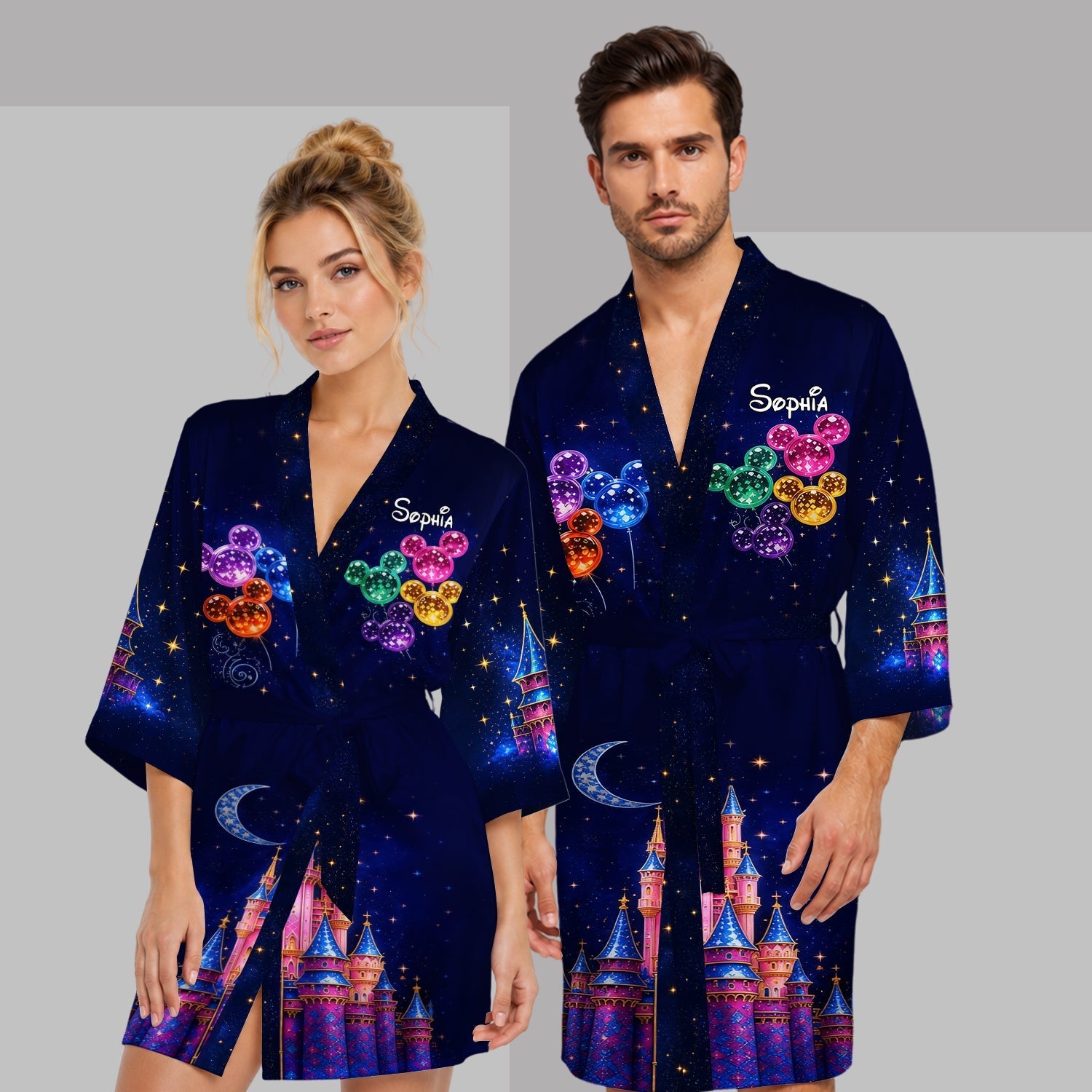 Personalized Satin Robe with Dream Trip Design for Adults Satin Robe GradoCreations