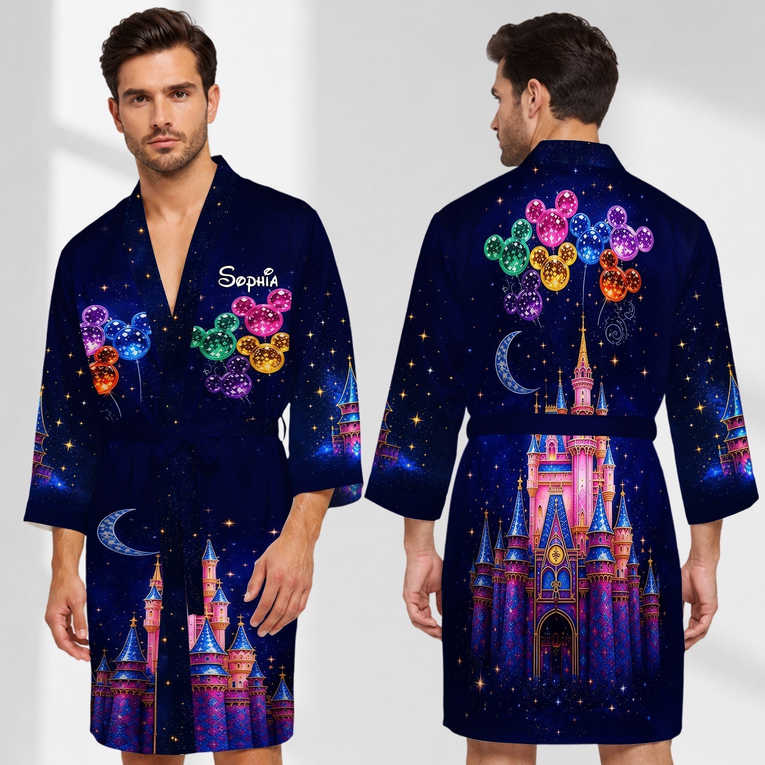 Personalized Satin Robe with Dream Trip Design for Adults Satin Robe GradoCreations