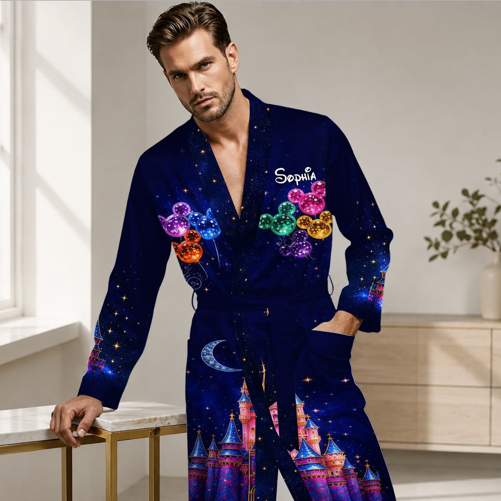 Personalized Satin Robe with Dream Trip Design for Adults Satin Robe GradoCreations