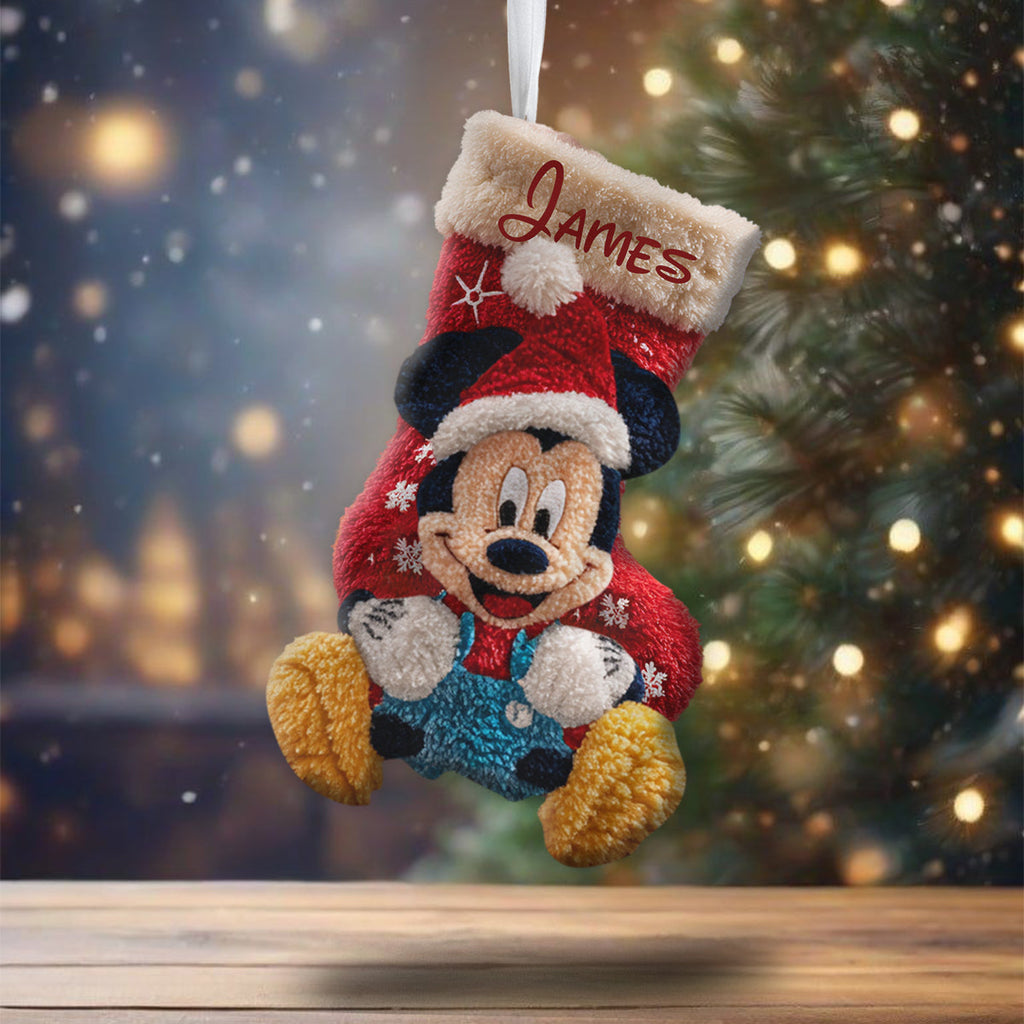 Personalized Mouse Shaped Christmas Stocking Custom Name Holiday Decor Shaped Christmas Stocking GradoCreations