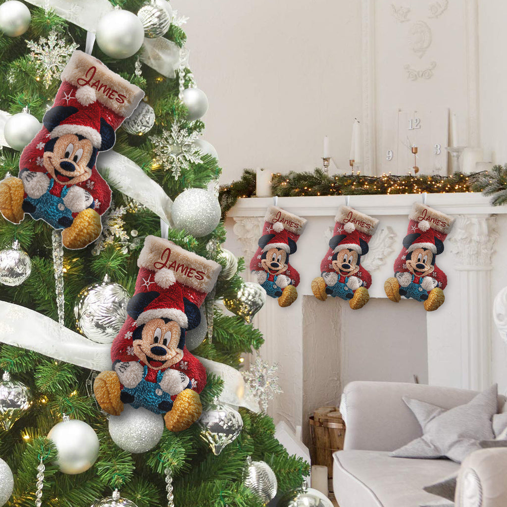 Personalized Mouse Shaped Christmas Stocking Custom Name Holiday Decor Shaped Christmas Stocking GradoCreations