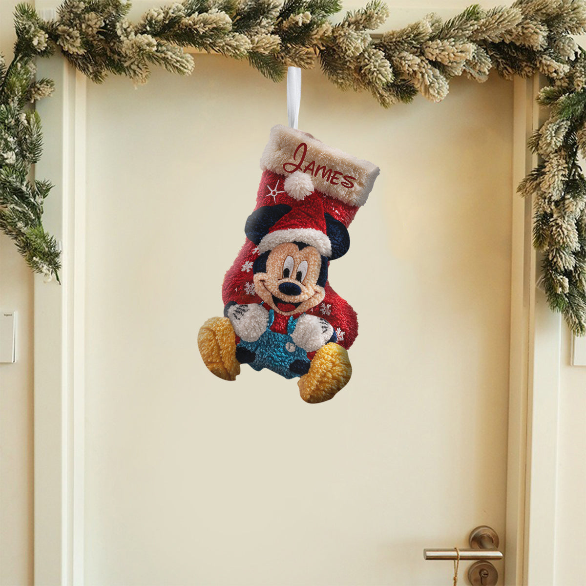 Personalized Mouse Shaped Christmas Stocking Custom Name Holiday Decor Shaped Christmas Stocking GradoCreations