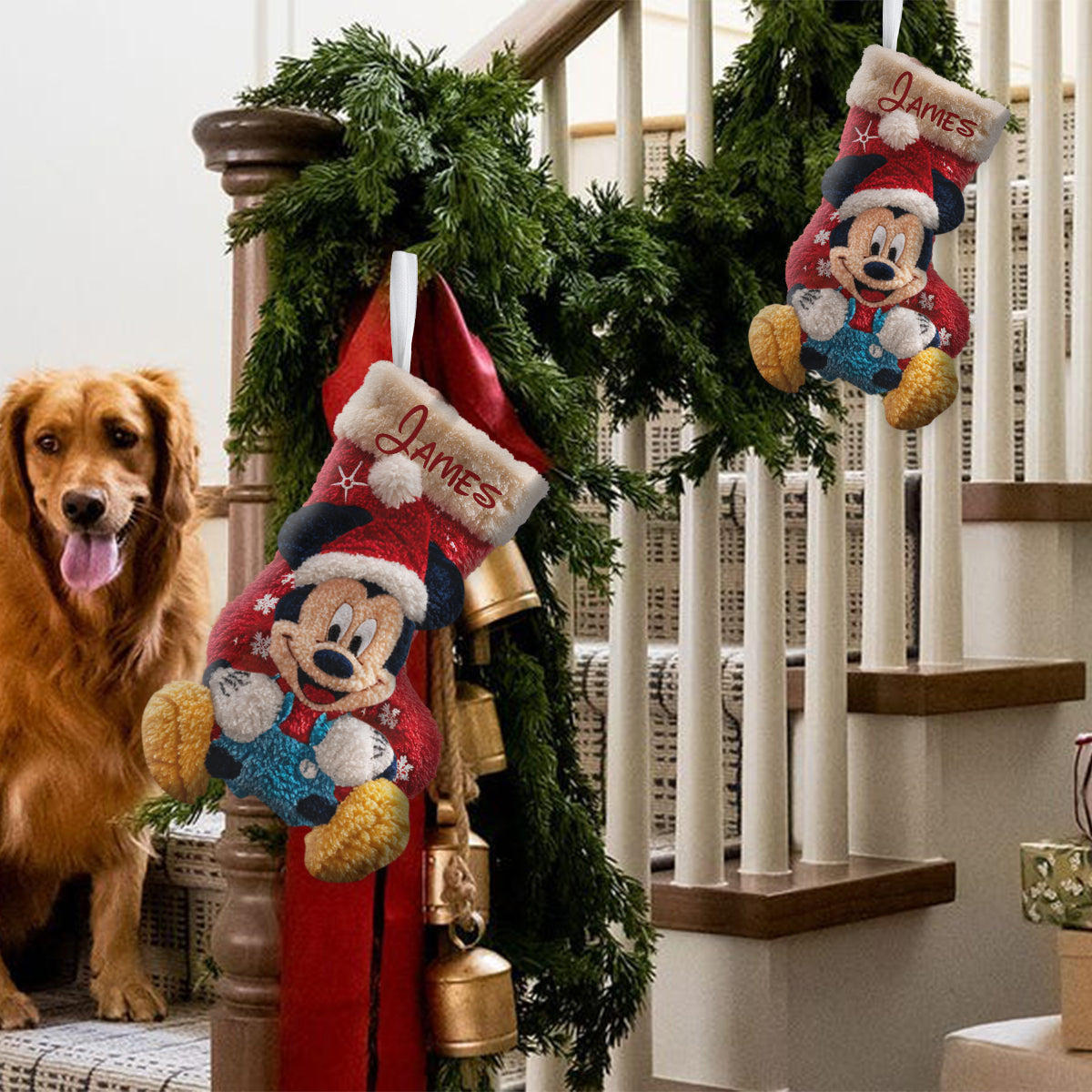Personalized Mouse Shaped Christmas Stocking Custom Name Holiday Decor Shaped Christmas Stocking GradoCreations
