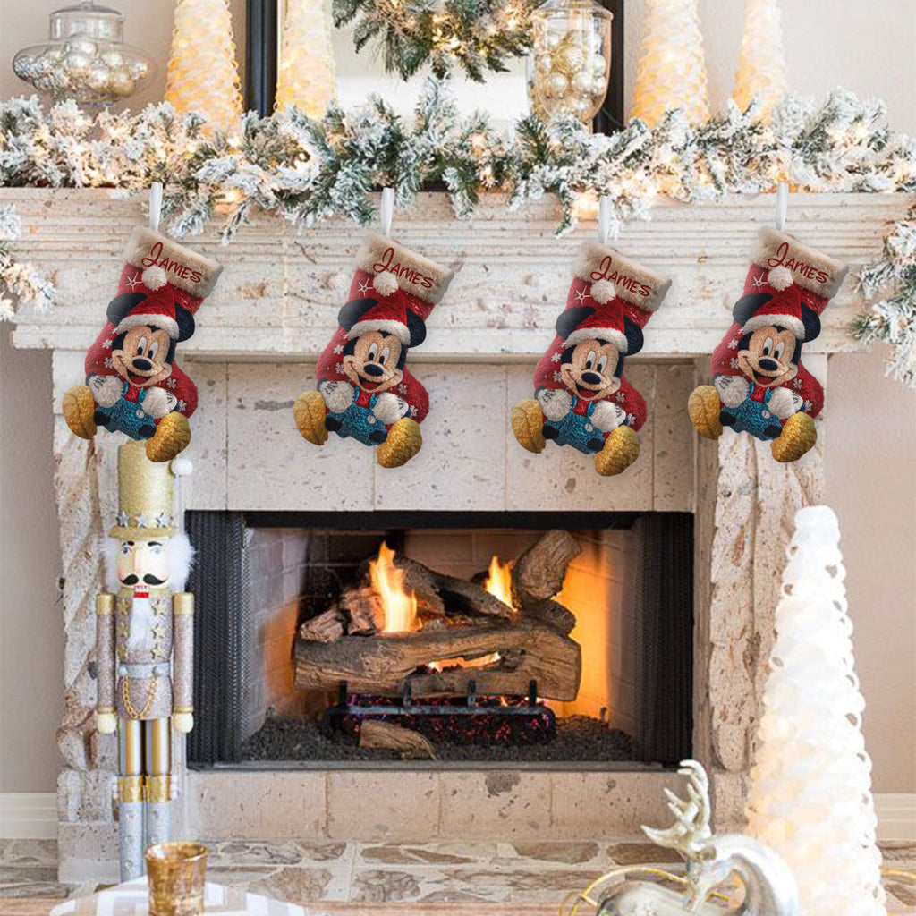 Personalized Mouse Shaped Christmas Stocking Custom Name Holiday Decor Shaped Christmas Stocking GradoCreations