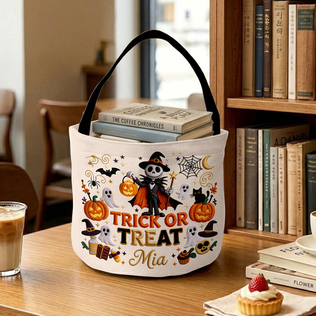Personalized Halloween Canvas Bucket Bag Custom Name Gift Canvas Bucket Bag GradoCreations