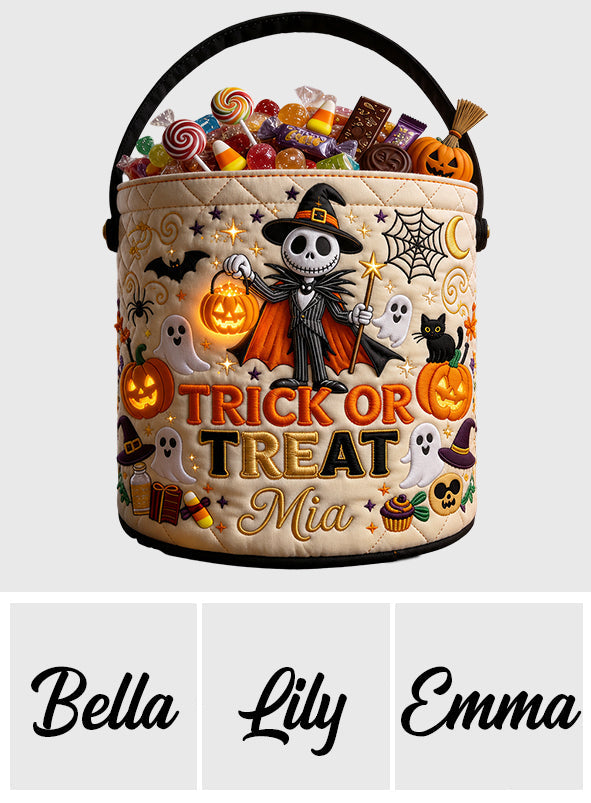 Personalized Halloween Canvas Bucket Bag Custom Name Gift Canvas Bucket Bag GradoCreations