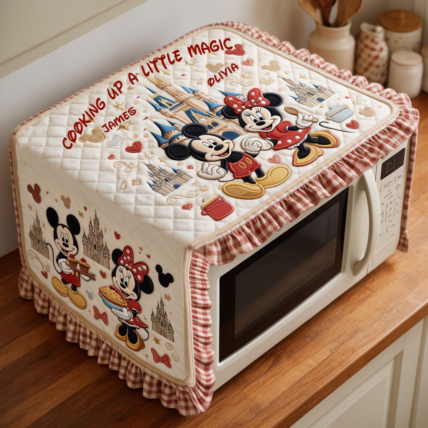 Personalized Mickey Mouse Microwave Cover Custom Name Gift Custom Shape Table Runner GradoCreations