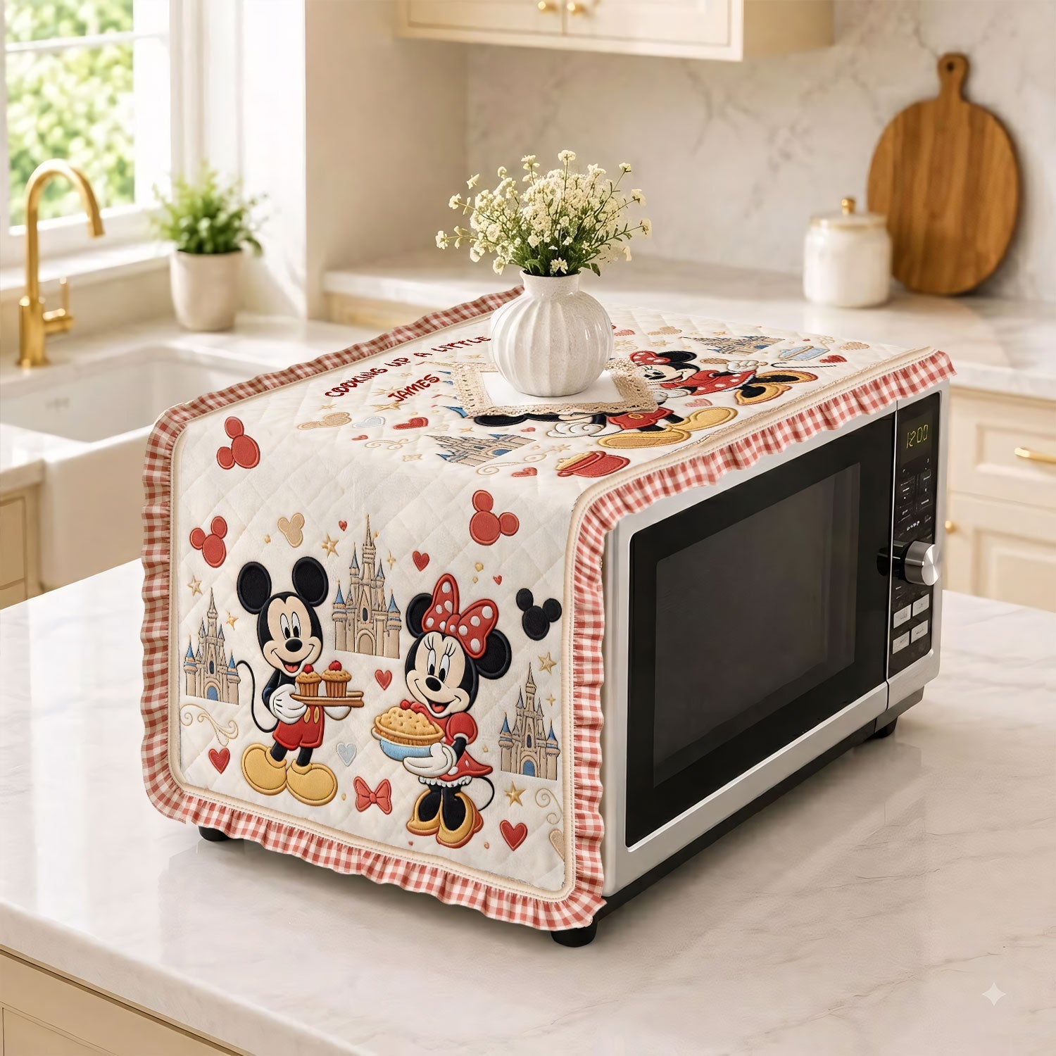 Personalized Mickey Mouse Microwave Cover Custom Name Gift Custom Shape Table Runner GradoCreations