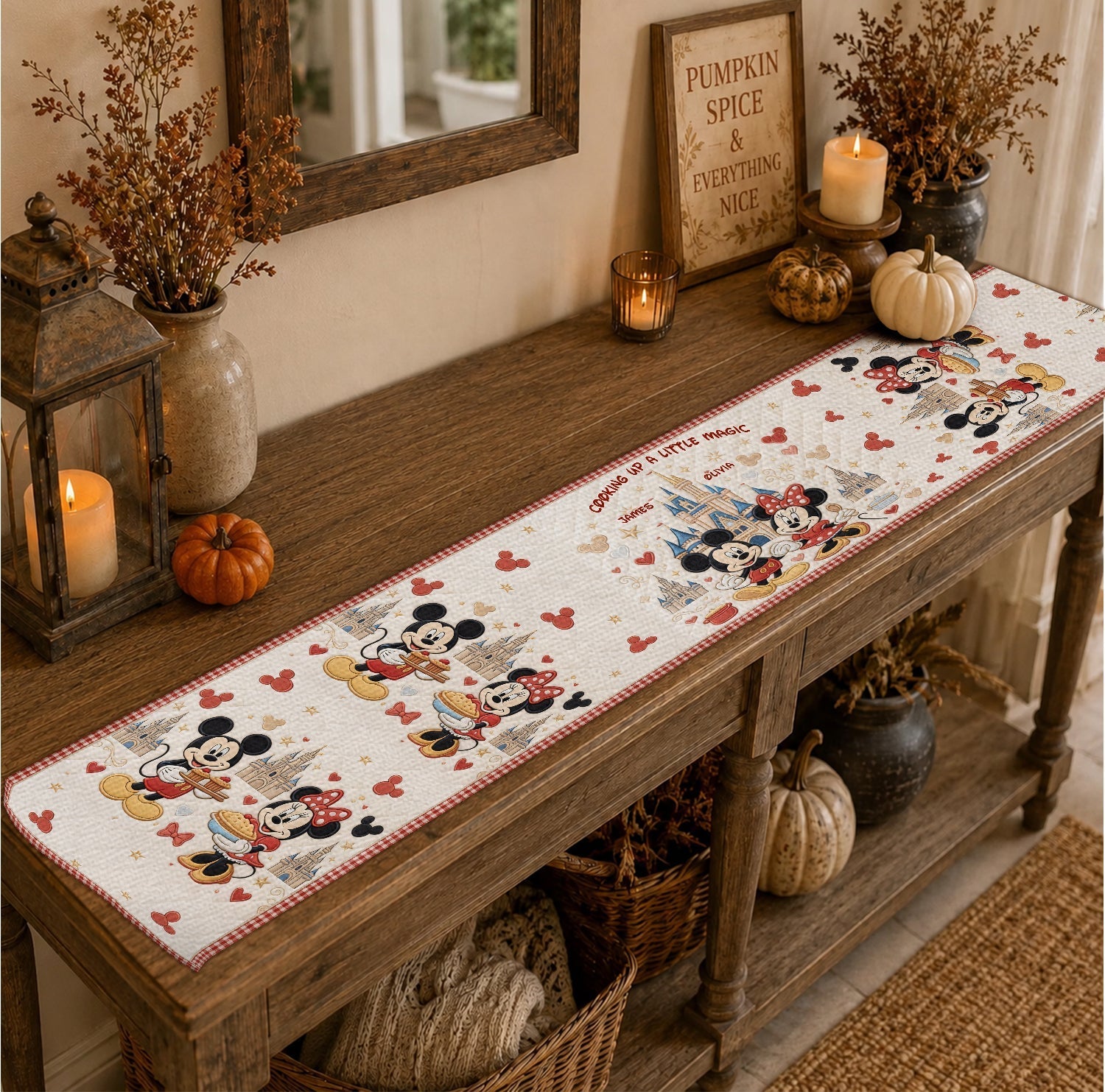 Personalized Mickey Mouse Microwave Cover Custom Name Gift Custom Shape Table Runner GradoCreations