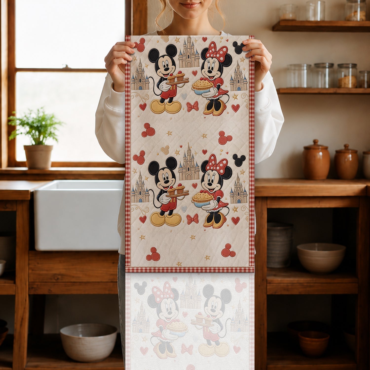 Personalized Mickey Mouse Microwave Cover Custom Name Gift Custom Shape Table Runner GradoCreations