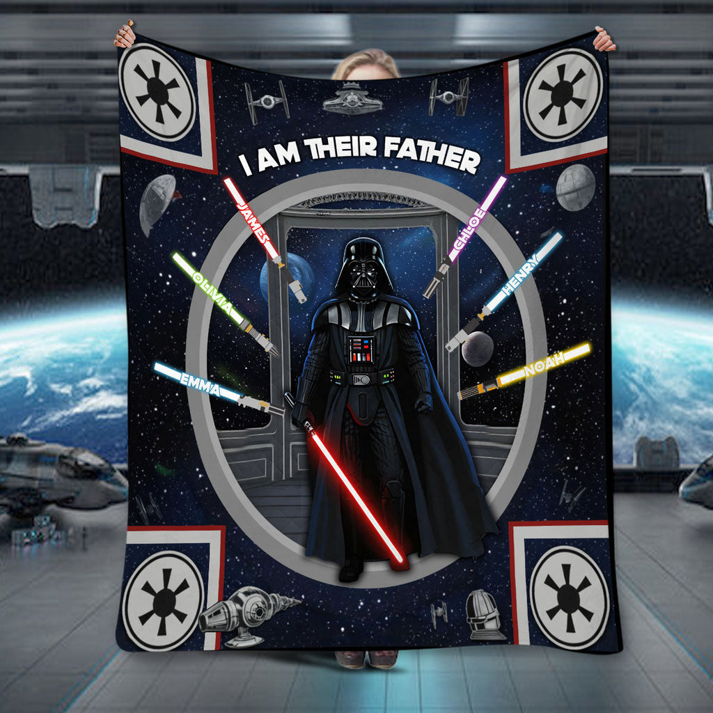 Personalized Star Wars Themed Blanket with Custom Names for Dad Blanket GradoCreations
