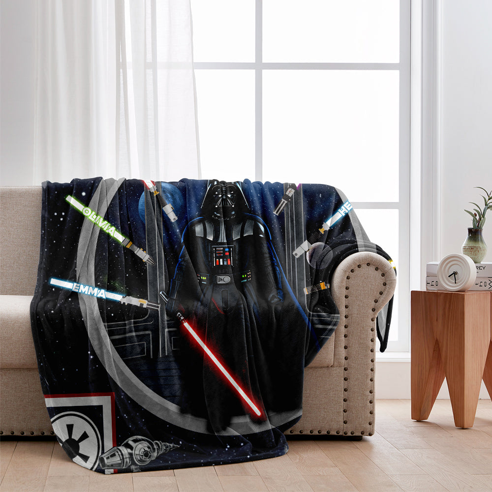 Personalized Star Wars Themed Blanket with Custom Names for Dad Blanket GradoCreations