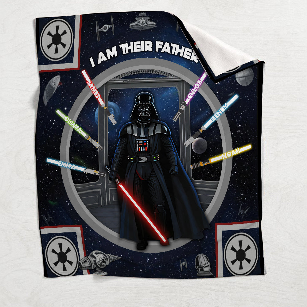 Personalized Star Wars Themed Blanket with Custom Names for Dad Blanket GradoCreations