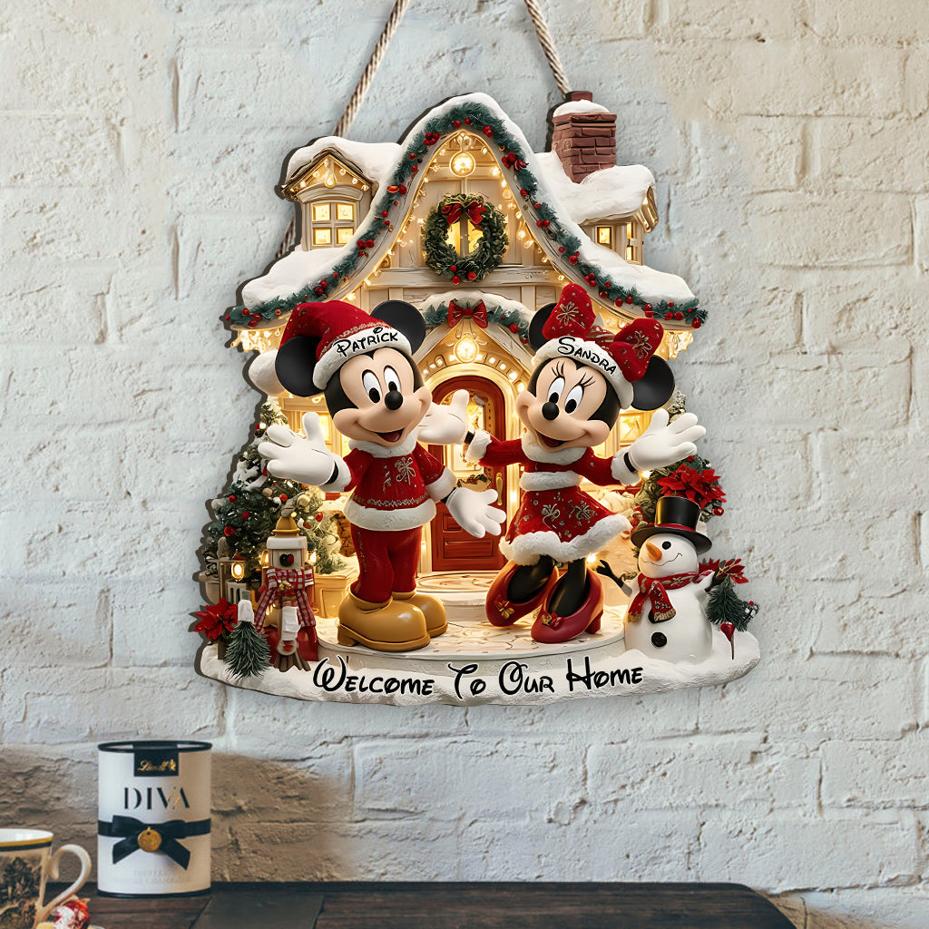 Personalized Mickey Mouse Welcome Home Sign Custom Wood Decoration Wood Sign GradoCreations