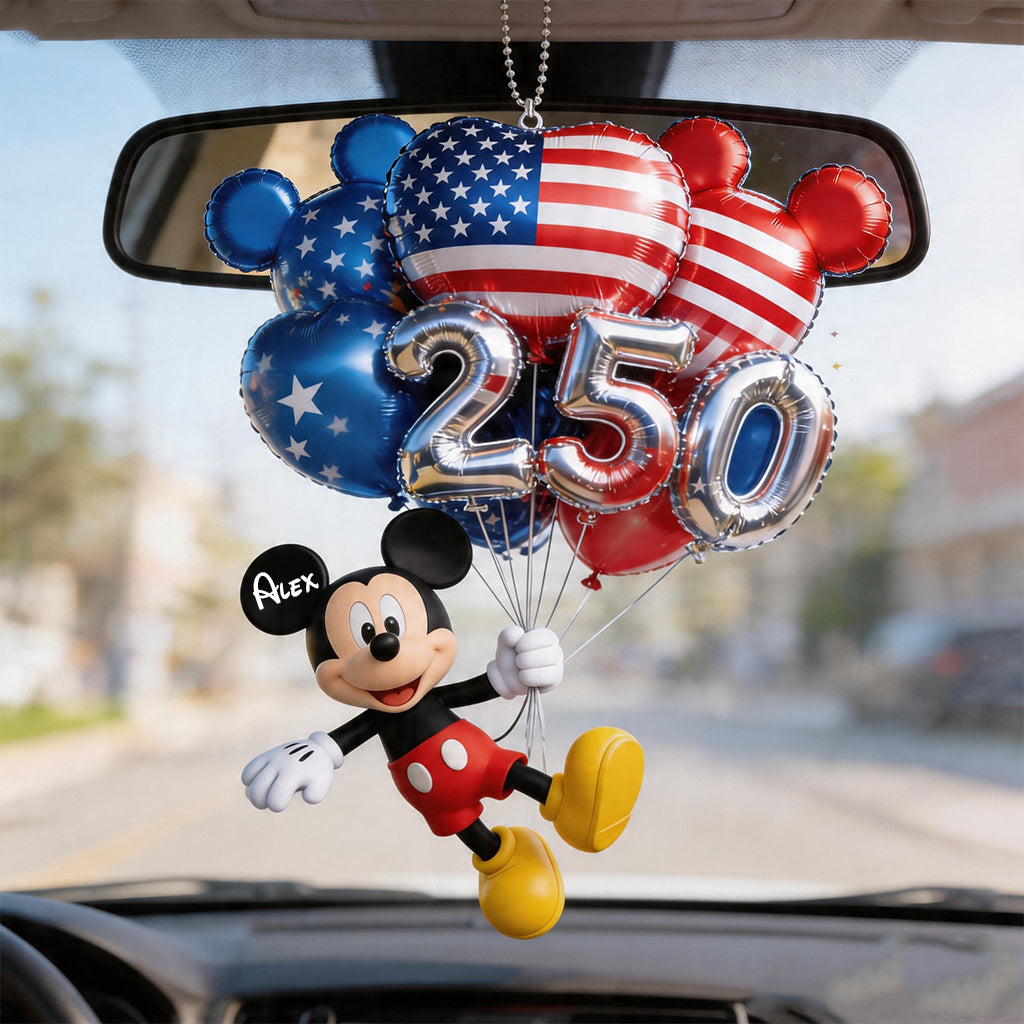 Personalized Mickey Mouse Balloons Car Ornament Custom Gift Car Ornament GradoCreations
