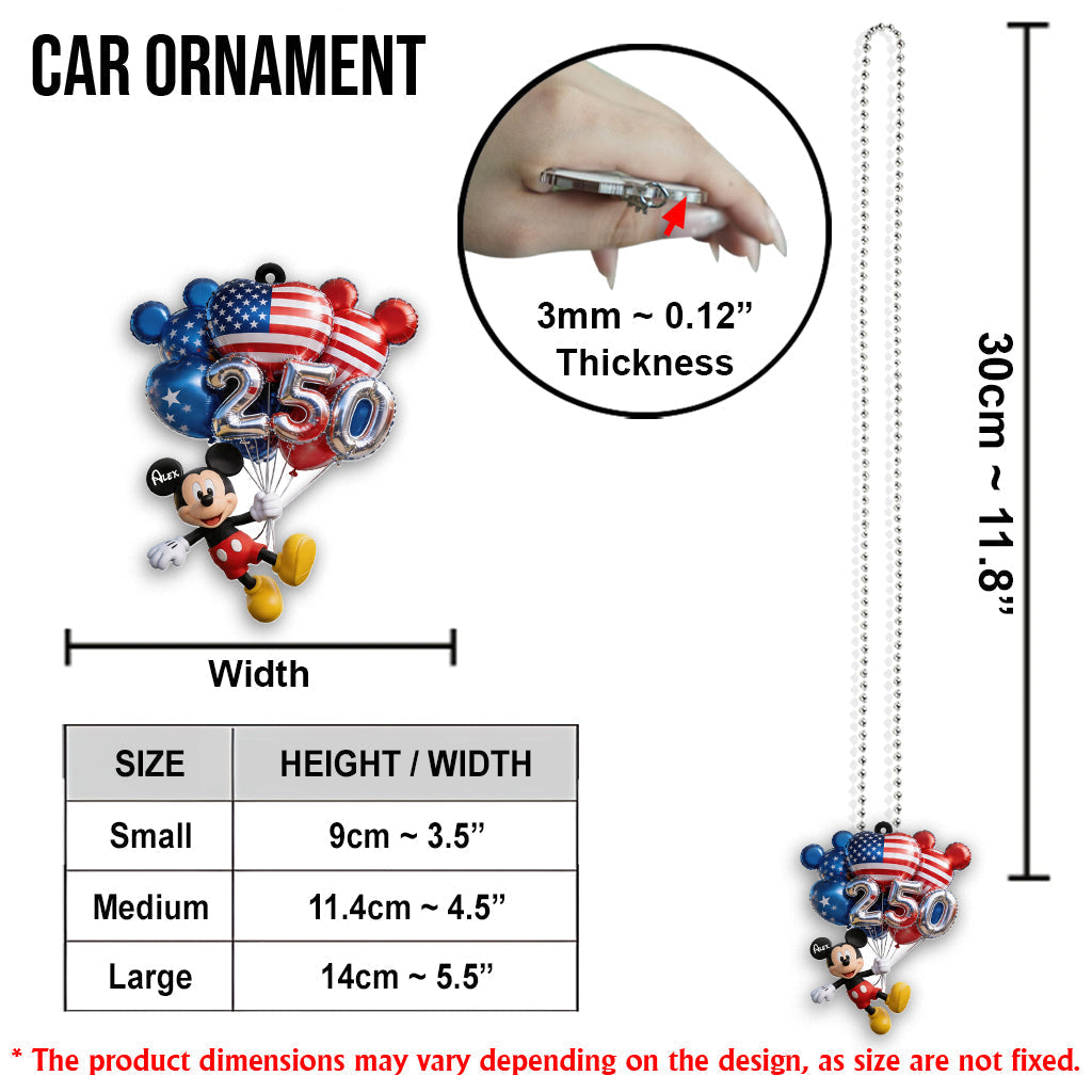 Personalized Mickey Mouse Balloons Car Ornament Custom Gift Car Ornament GradoCreations