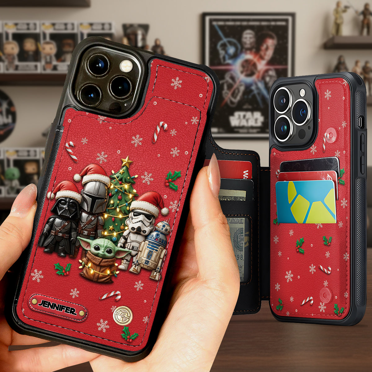 Personalized Star Wars Wallet Phone Case Custom Name Gift Fully Printed Wallet Phone Case GradoCreations