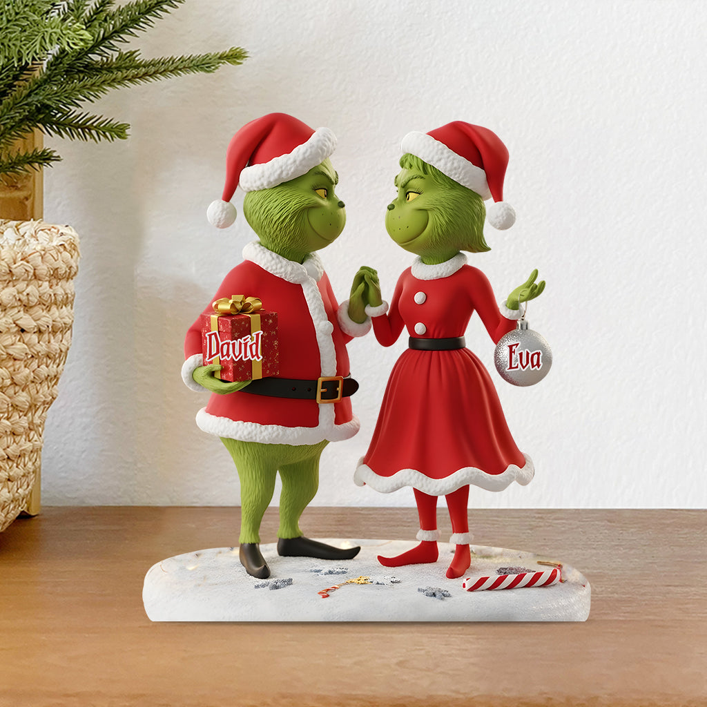 Personalized Grinch Christmas Acrylic Plaque Custom Gift for Couple Custom Shaped Acrylic Plaque GradoCreations