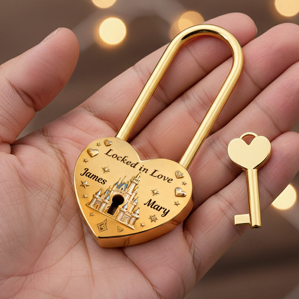 Personalized Heart Padlock with Custom Names for Couples Heart Padlock GradoCreations