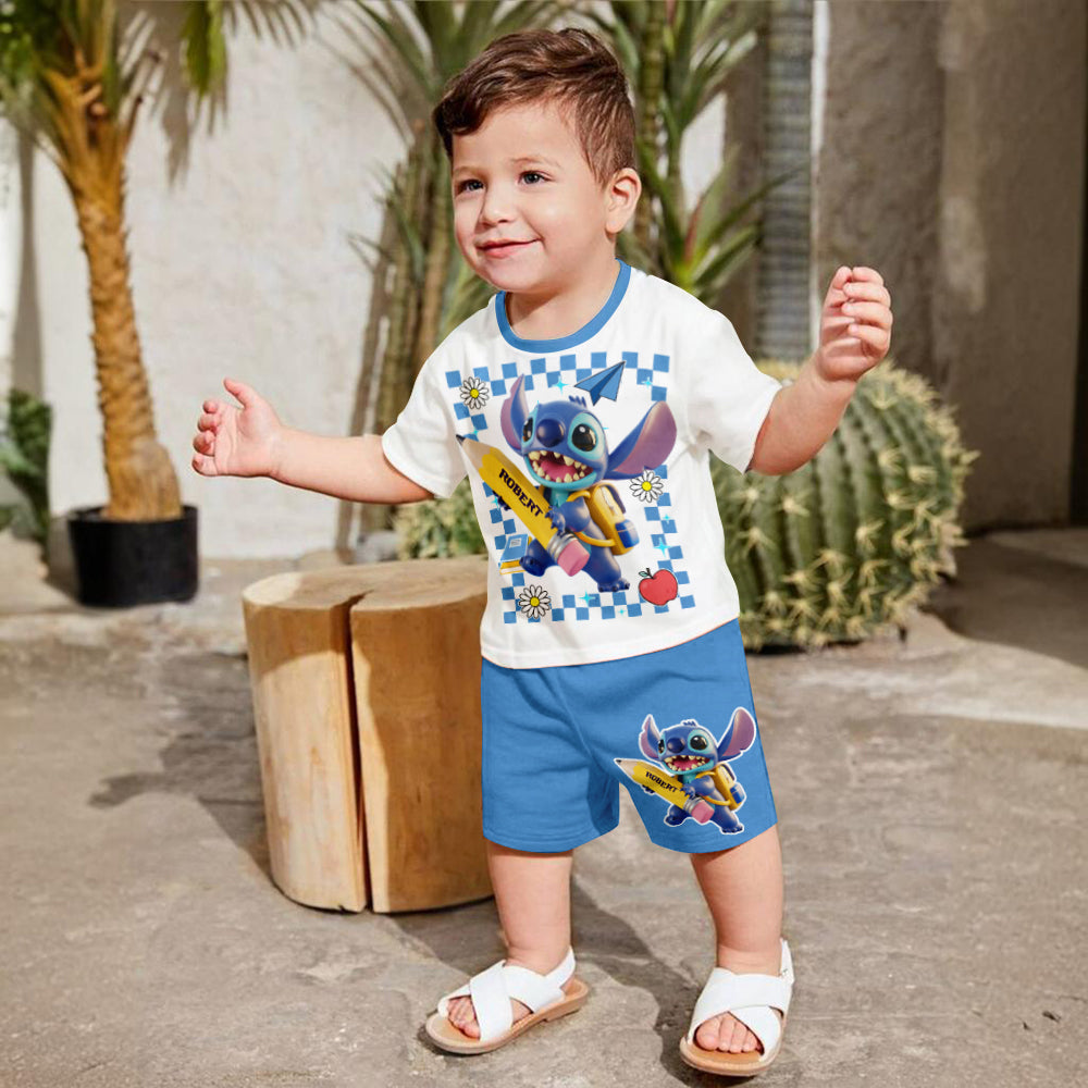 Personalized Ohana Kid T-shirt & Shorts Set for Back to School Kid T-shirt & Shorts GradoCreations