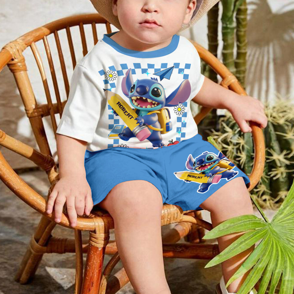 Personalized Ohana Kid T-shirt & Shorts Set for Back to School Kid T-shirt & Shorts GradoCreations