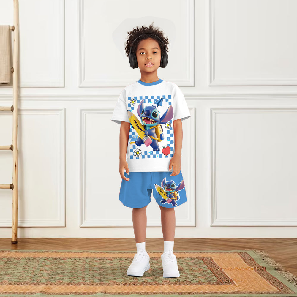 Personalized Ohana Kid T-shirt & Shorts Set for Back to School Kid T-shirt & Shorts GradoCreations