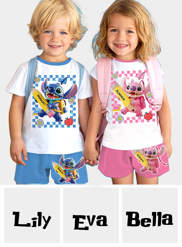 Personalized Ohana Kid T-shirt & Shorts Set for Back to School Kid T-shirt & Shorts GradoCreations