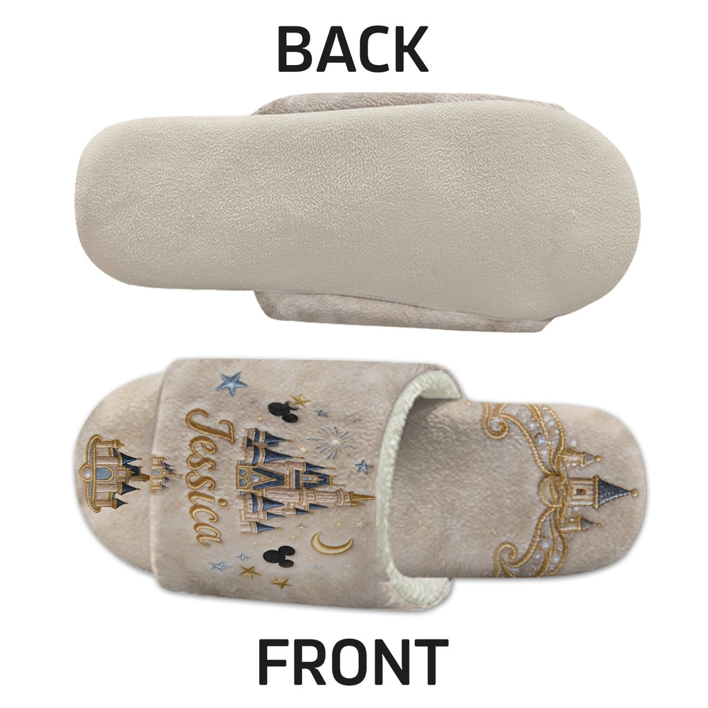 Personalized Disney Castle Open-Toe Slippers Custom Name Gift Open-Toe Slippers GradoCreations