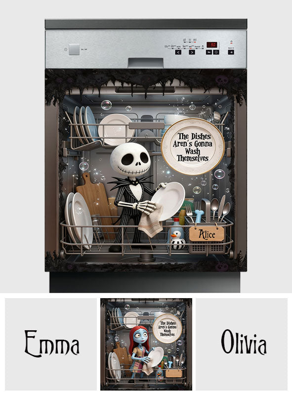 Personalized Spooky Skeleton Dishwasher Cover Custom Name Gift Dishwasher Cover GradoCreations