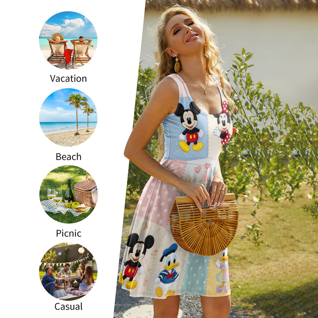 Personalized Sleeveless Dress with Disney Characters for Girls Sleeveless Dress GradoCreations