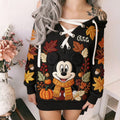 Personalized Fall Vibes Off Shoulder Dress with Mickey Embroidery Off shoulder dress GradoCreations