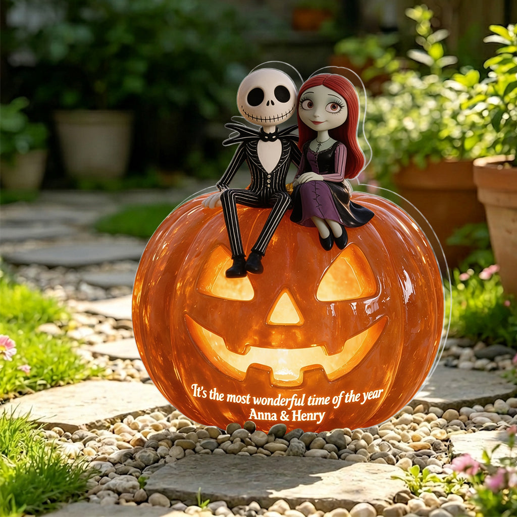 Personalized Pumpkin Solar Acrylic Light Custom Name Halloween Gift Solar Acrylic Light GradoCreations