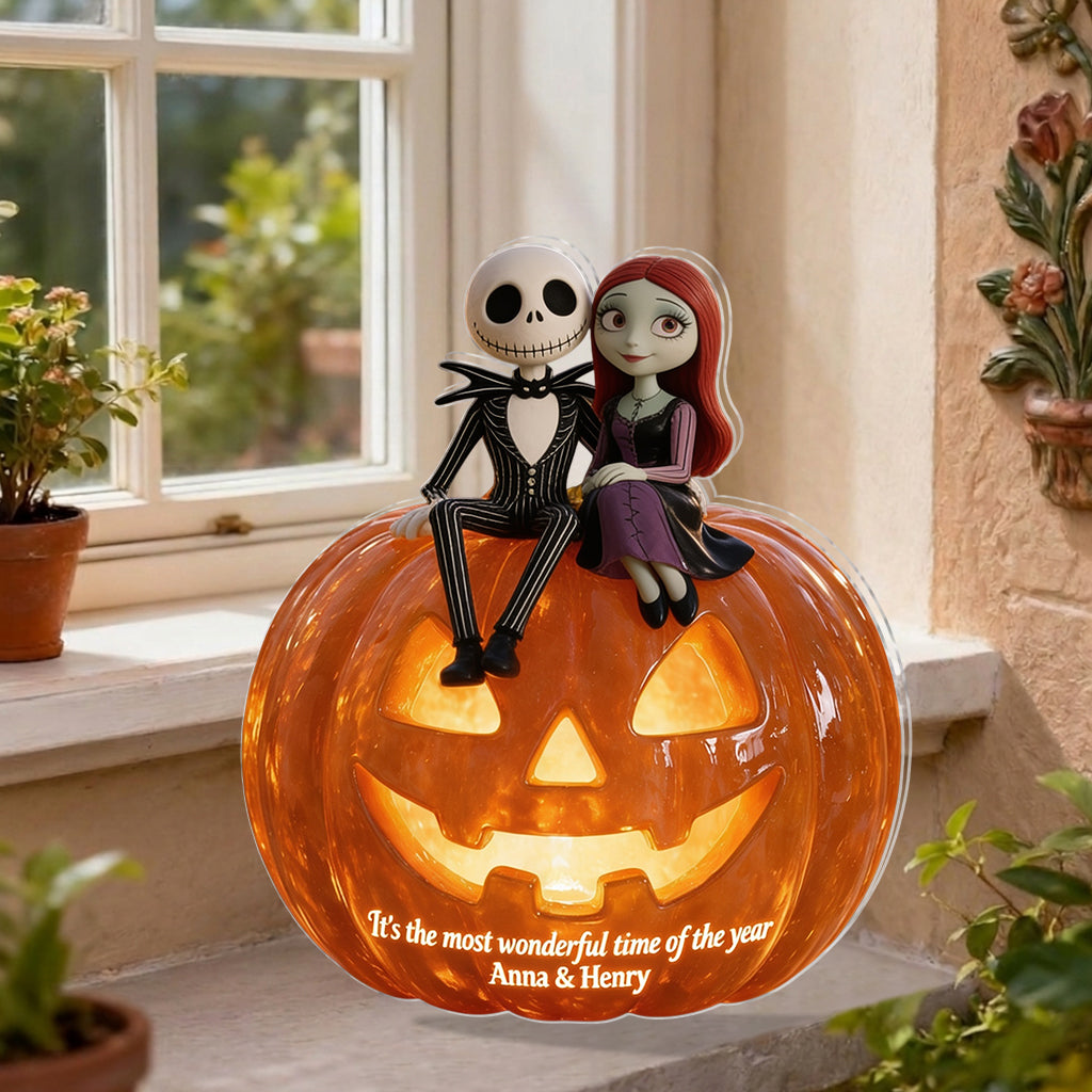 Personalized Pumpkin Solar Acrylic Light Custom Name Halloween Gift Solar Acrylic Light GradoCreations